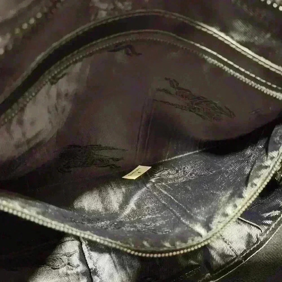 SOLD!! Burberry Men's Black Glazed Leather Studded Tote $1330 - Picture 10 of 16